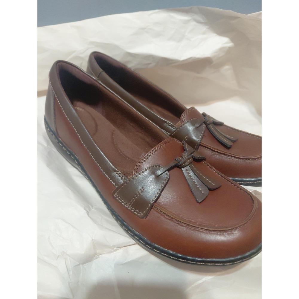 Clarks Collection Ashland Bubble Slip On Loafer Brown Women's 8.5 N Leather